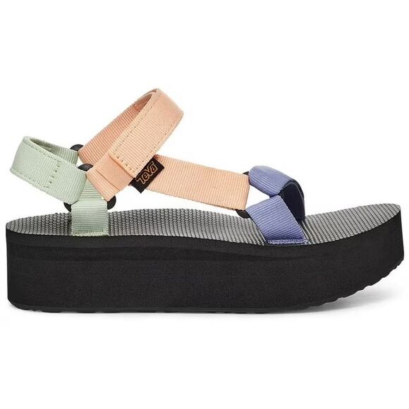Teva Women Size 10 Flatform Universal Sandals Black Multi Pastel Color Block NEW - Picture 2 of 12